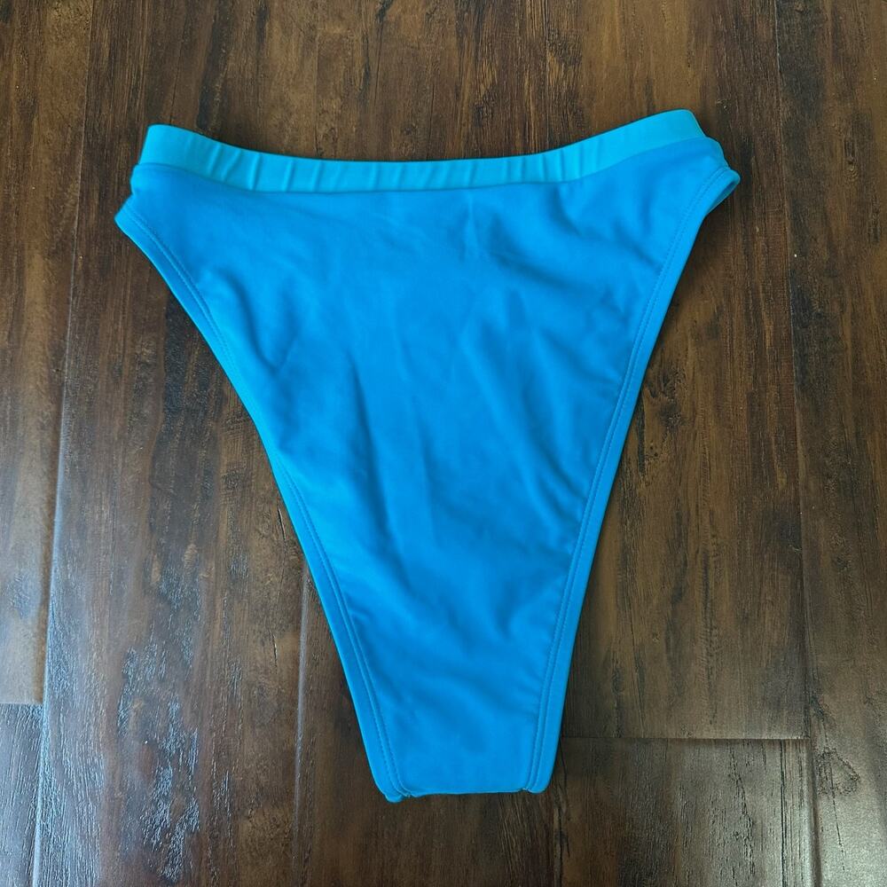 93 PLAY STREET Bikini Set Ocean Blue Triangle Top High Waist NWOT - Picture 6 of 10